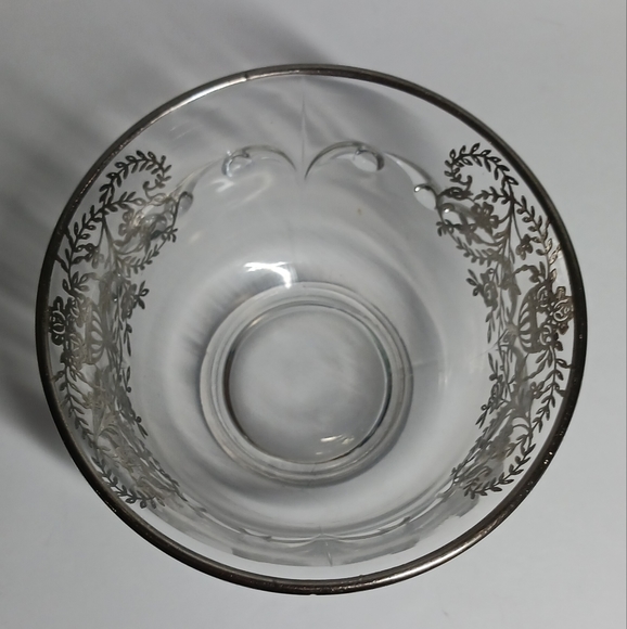 Viking Glass Silver Overlay Bowl 5" Vintage Art Deco USA Made - Picture 3 of 5